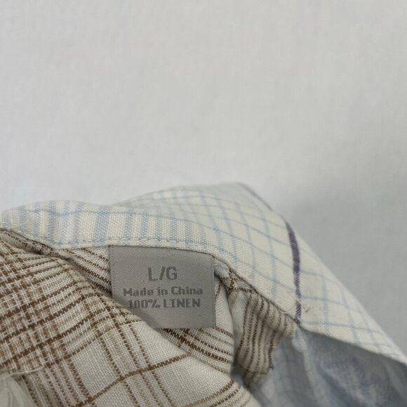 Tommy Bahama 100% Linen Plaid Short Sleeve Button Front Shirt size Large - Picture 6 of 6